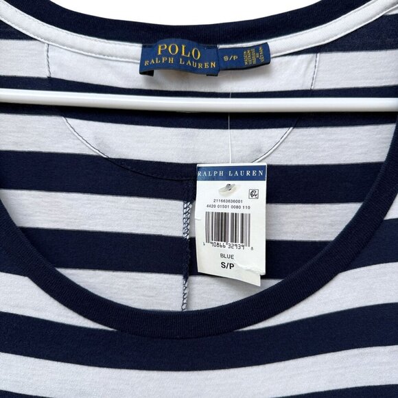 POLO RALPH LAUREN Maxi Tshirt Dress Small Navy Blue Stripe Preppy Nautical NWT - Picture 4 of 12